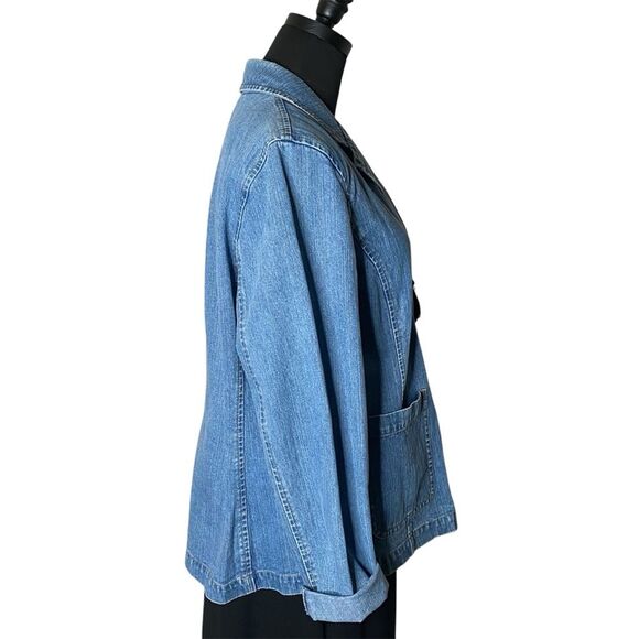 Style & Co Denim Blazer with Pockets 100% Cotton Size Medium - Picture 3 of 9